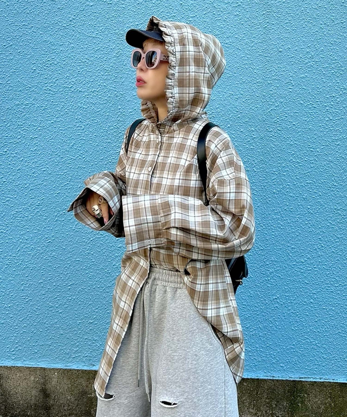 フリフリフードシャツ【サックスブルー】