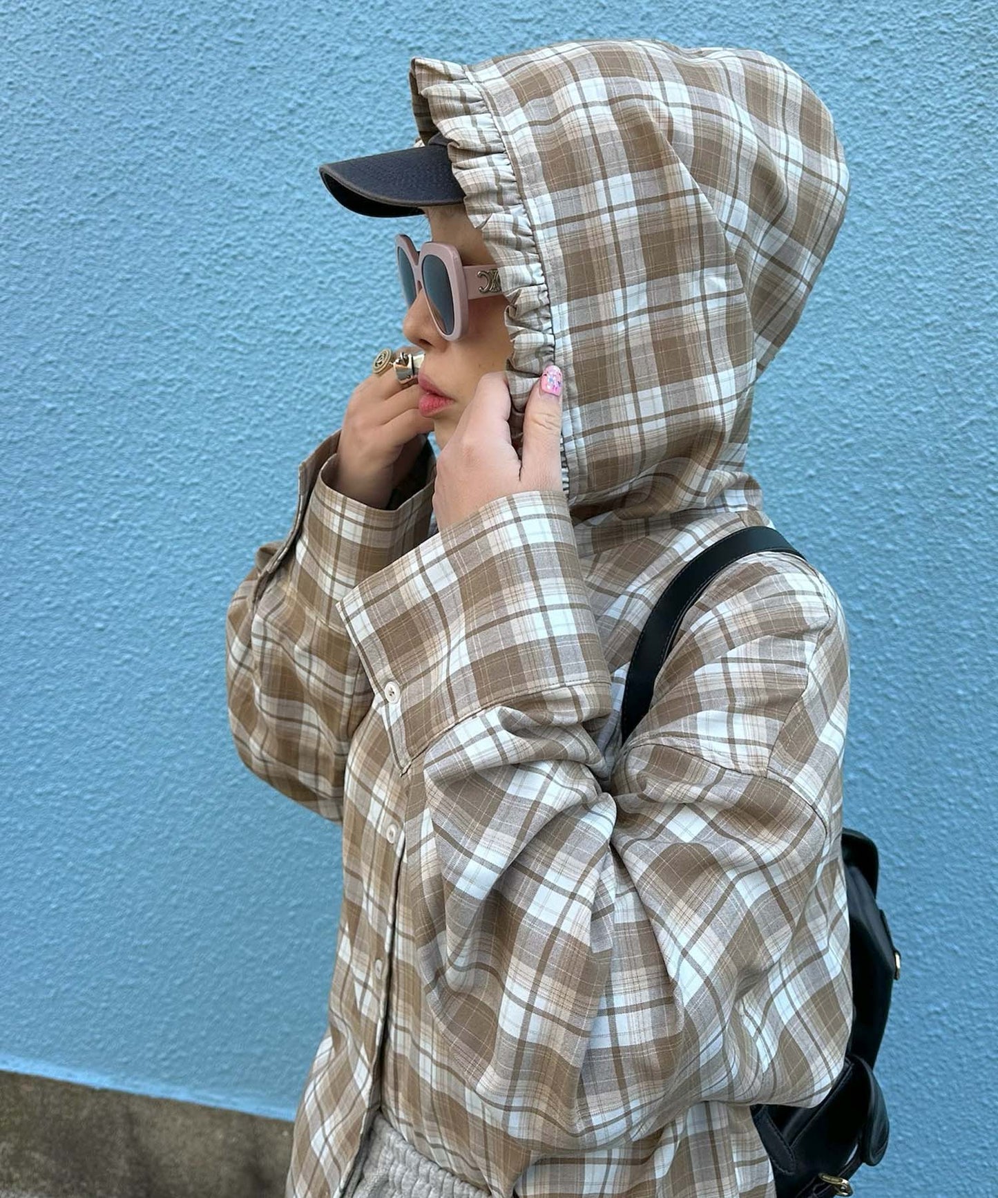 フリフリフードシャツ【サックスブルー】