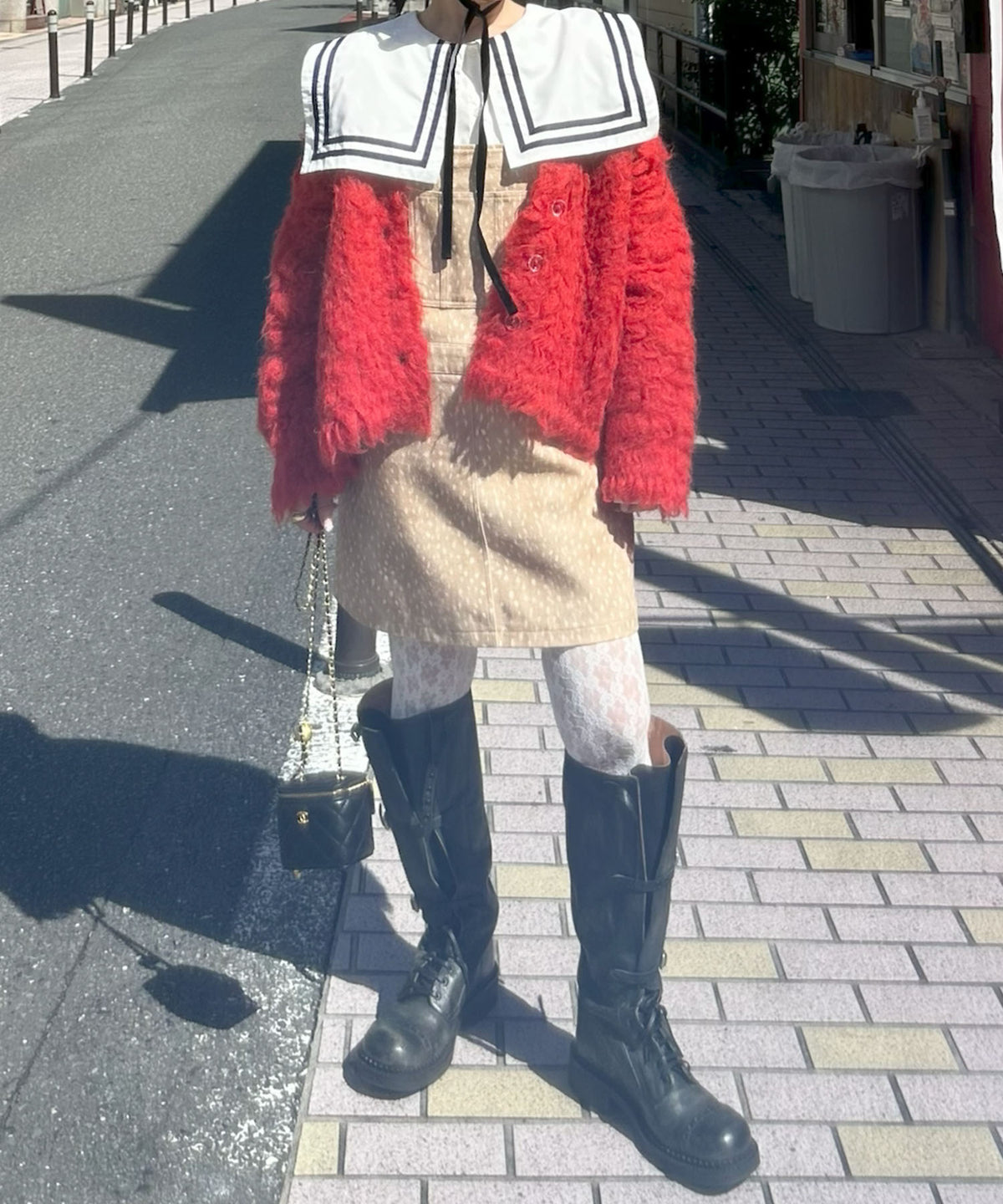 おっきいセーラー衿のライン入りブラウス【オフホワイト】