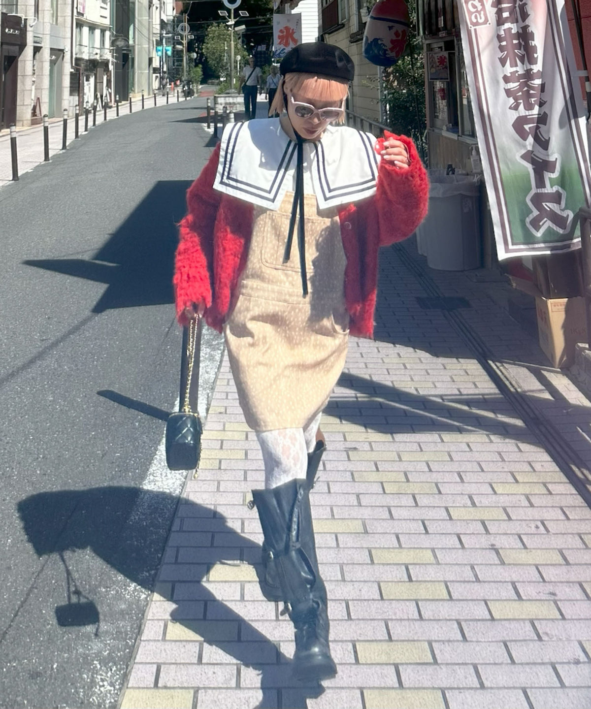 おっきいセーラー衿のライン入りブラウス【オフホワイト】