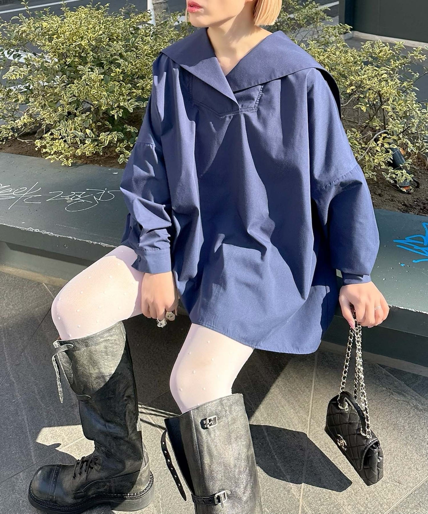 【リバイバル】メッセージセーラーシャツ【ネイビー】