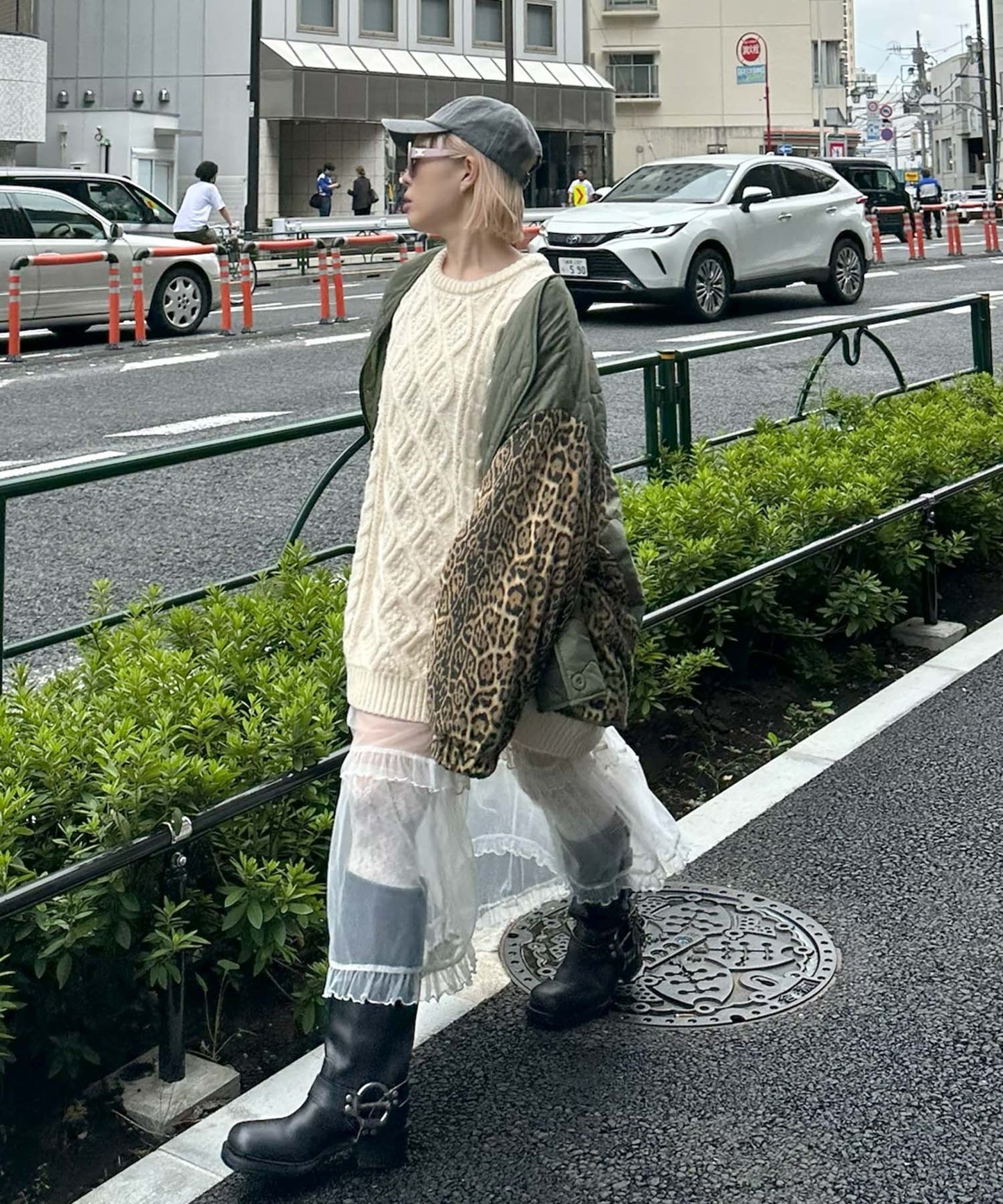 【MENDL'S】キルティング×ヒョウ柄BIGブルゾン【カーキ】