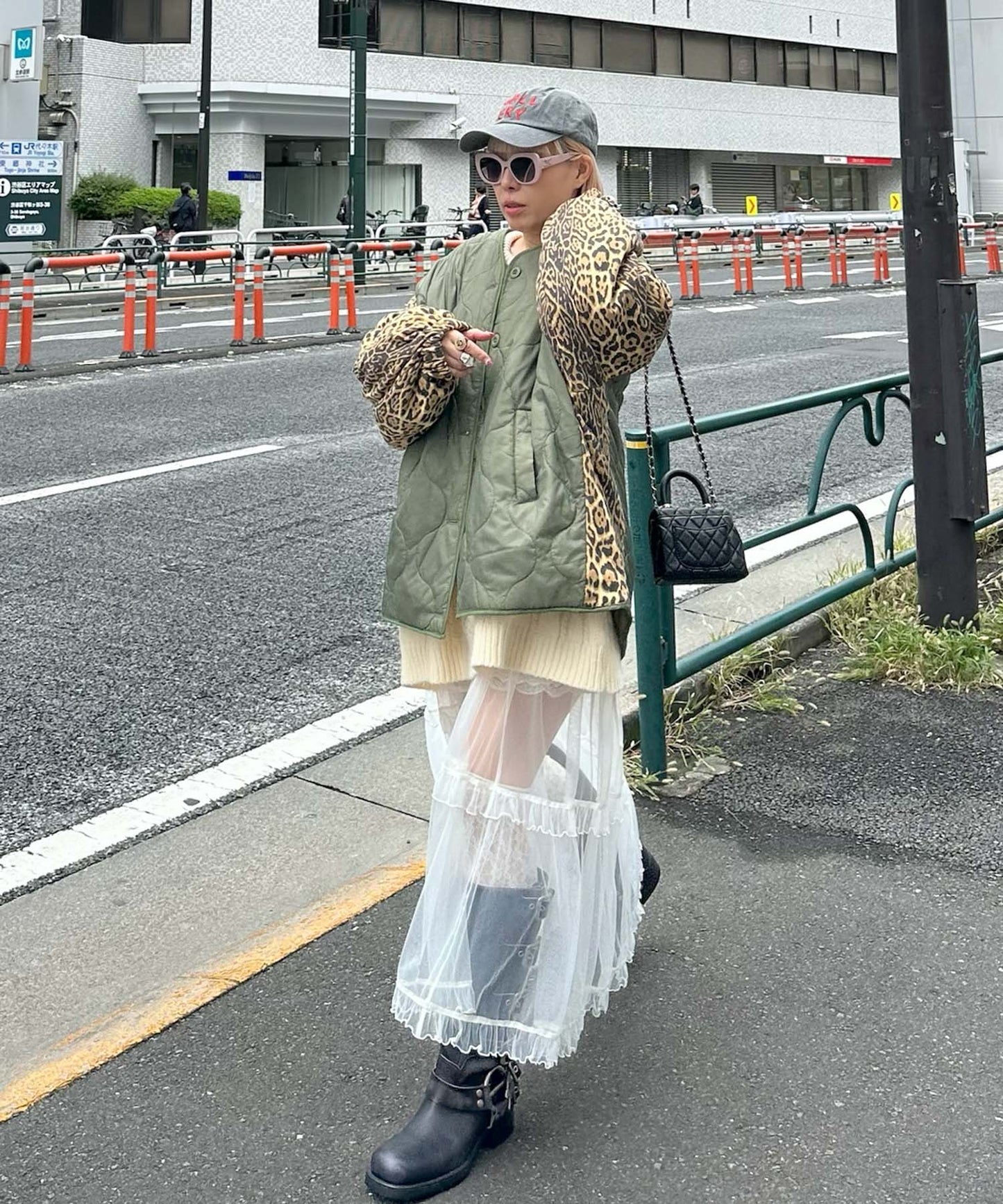 【MENDL'S】キルティング×ヒョウ柄BIGブルゾン【カーキ】