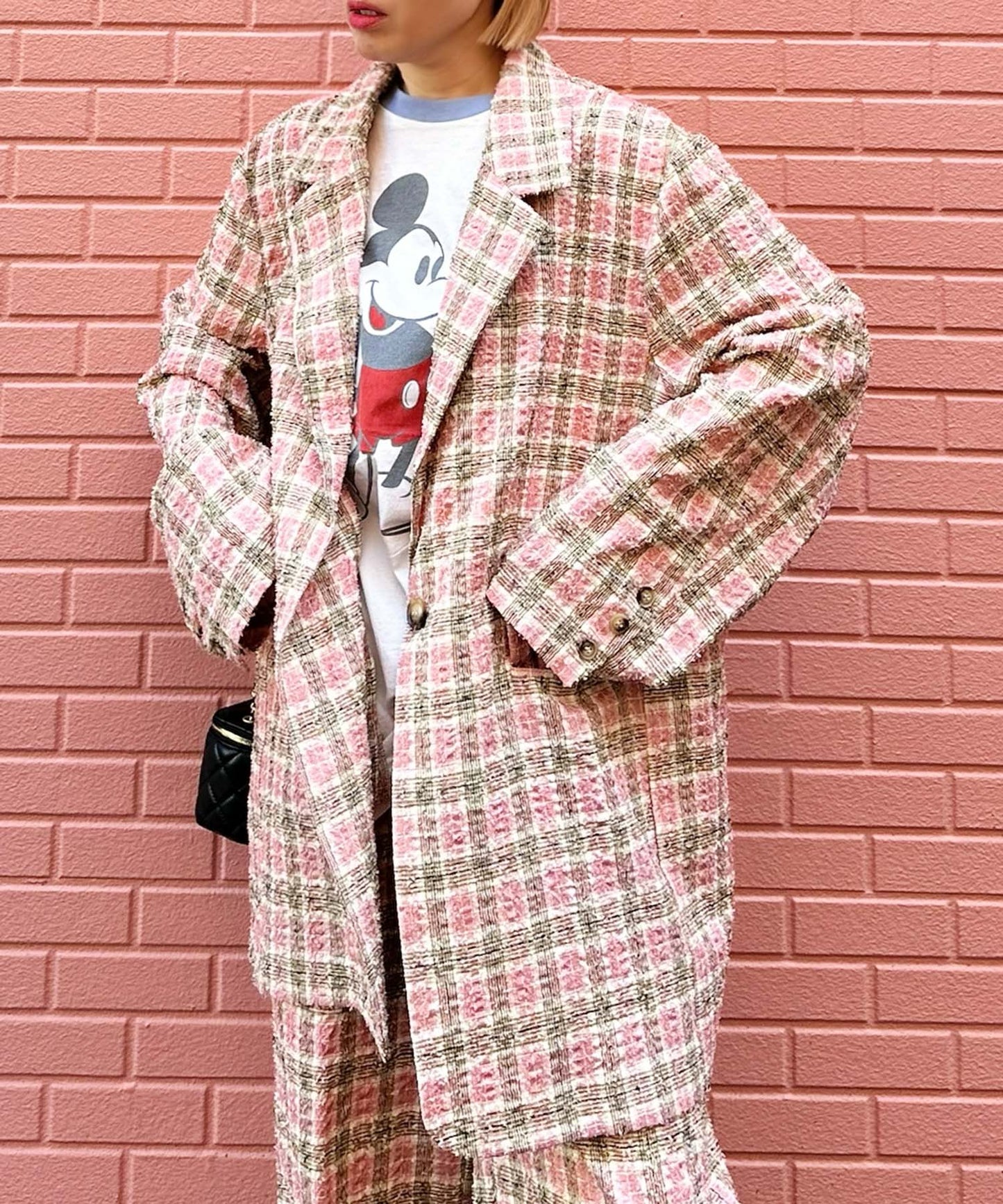 【セットアップで着られる】チェックシャツジャケット【ピンク】