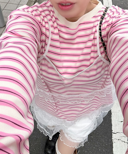 ボーダーBigロンT【ピンク】