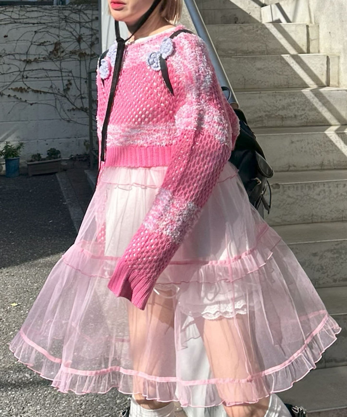 フリルティアードキャミワンピミニ【ピンク】