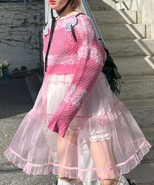 フリルティアードキャミワンピミニ【ピンク】