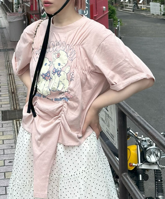 ロンパース風子ヤギシャーリングT【ピンク】