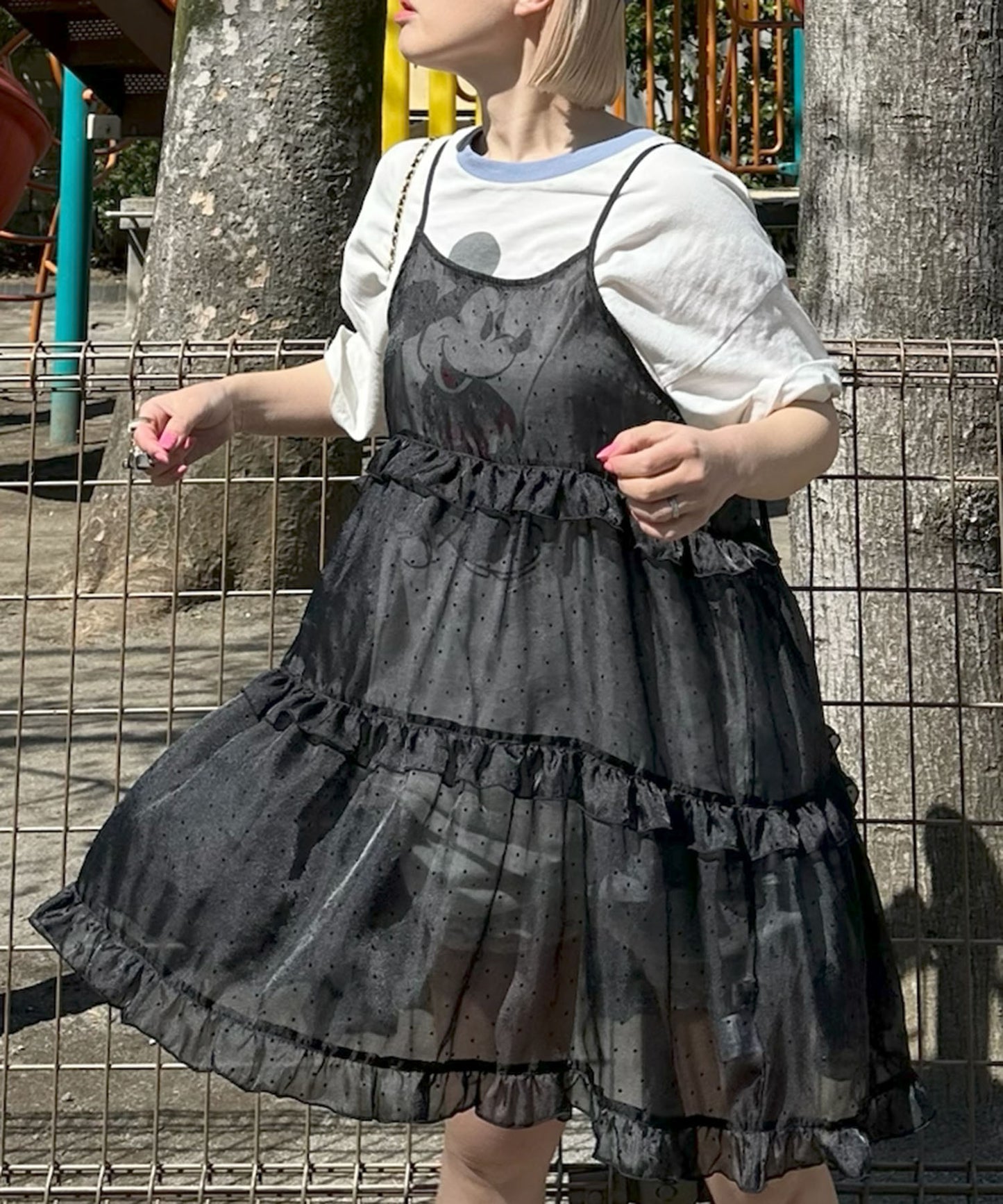 フリルティアードキャミワンピミニ【ブラック系その他】