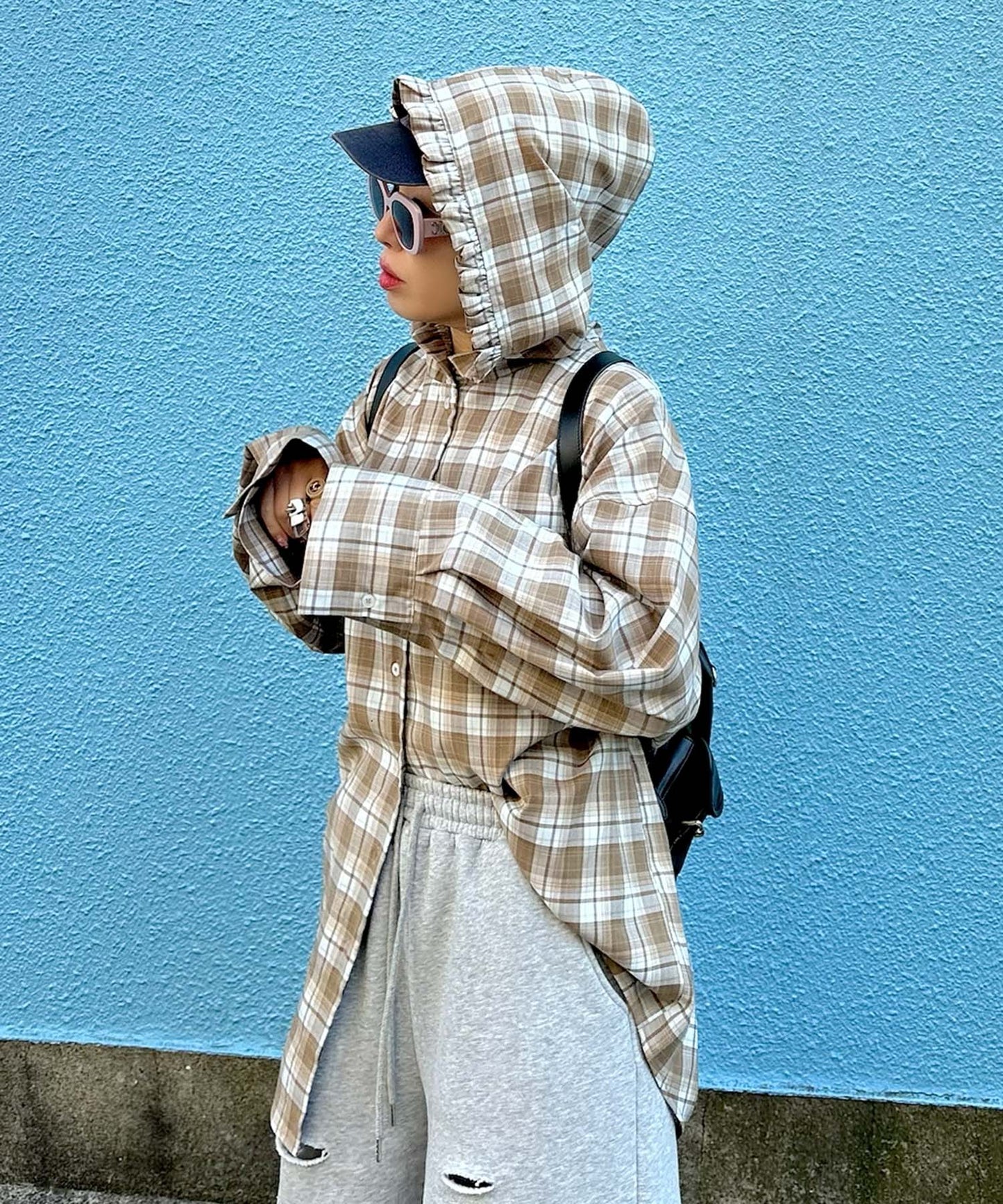 フリフリフードシャツ【サックスブルー】