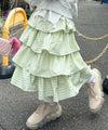 ティアードギンガムボリュームスカート【グリーン】