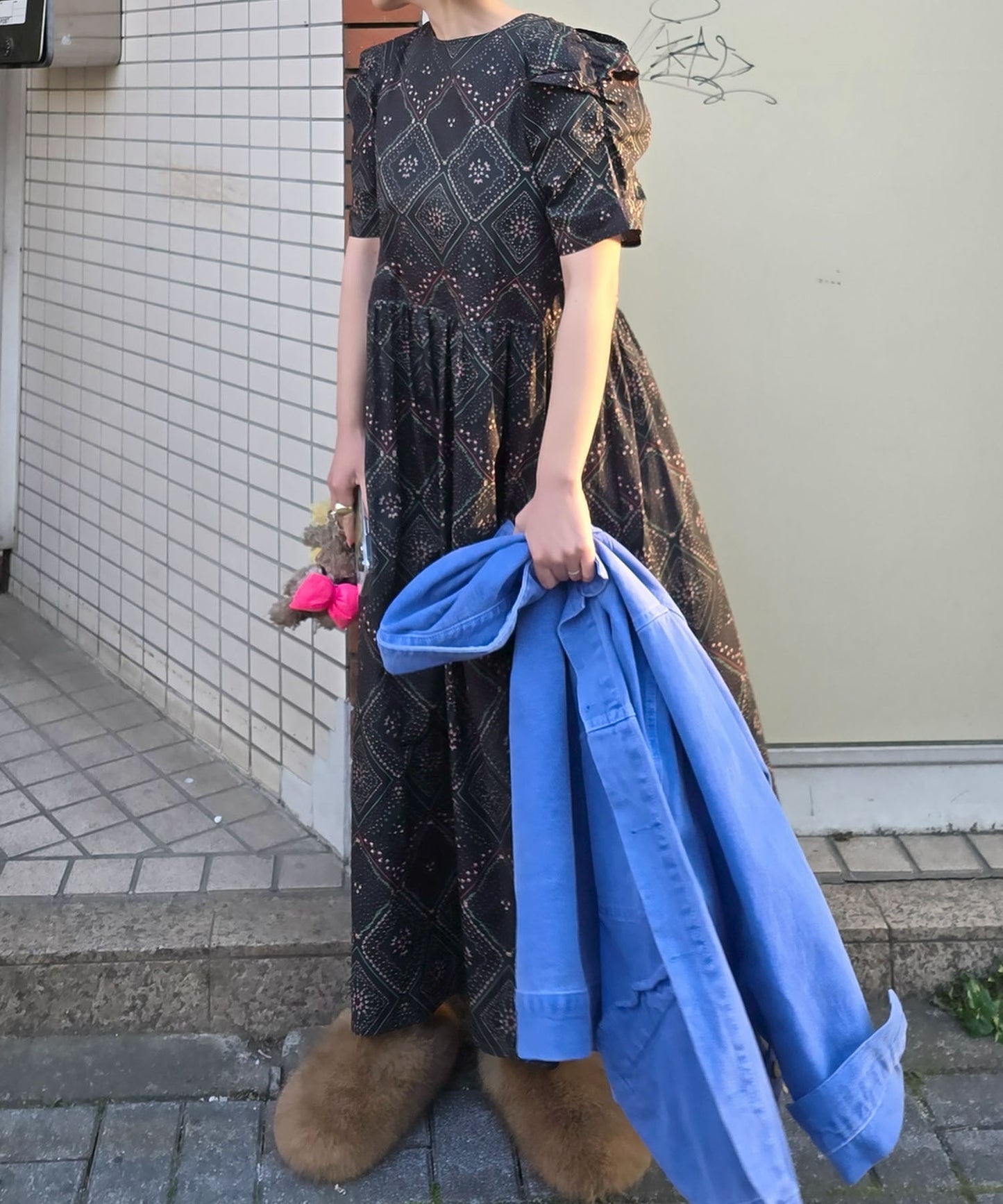 古着っぽワンピ【ブラック系】